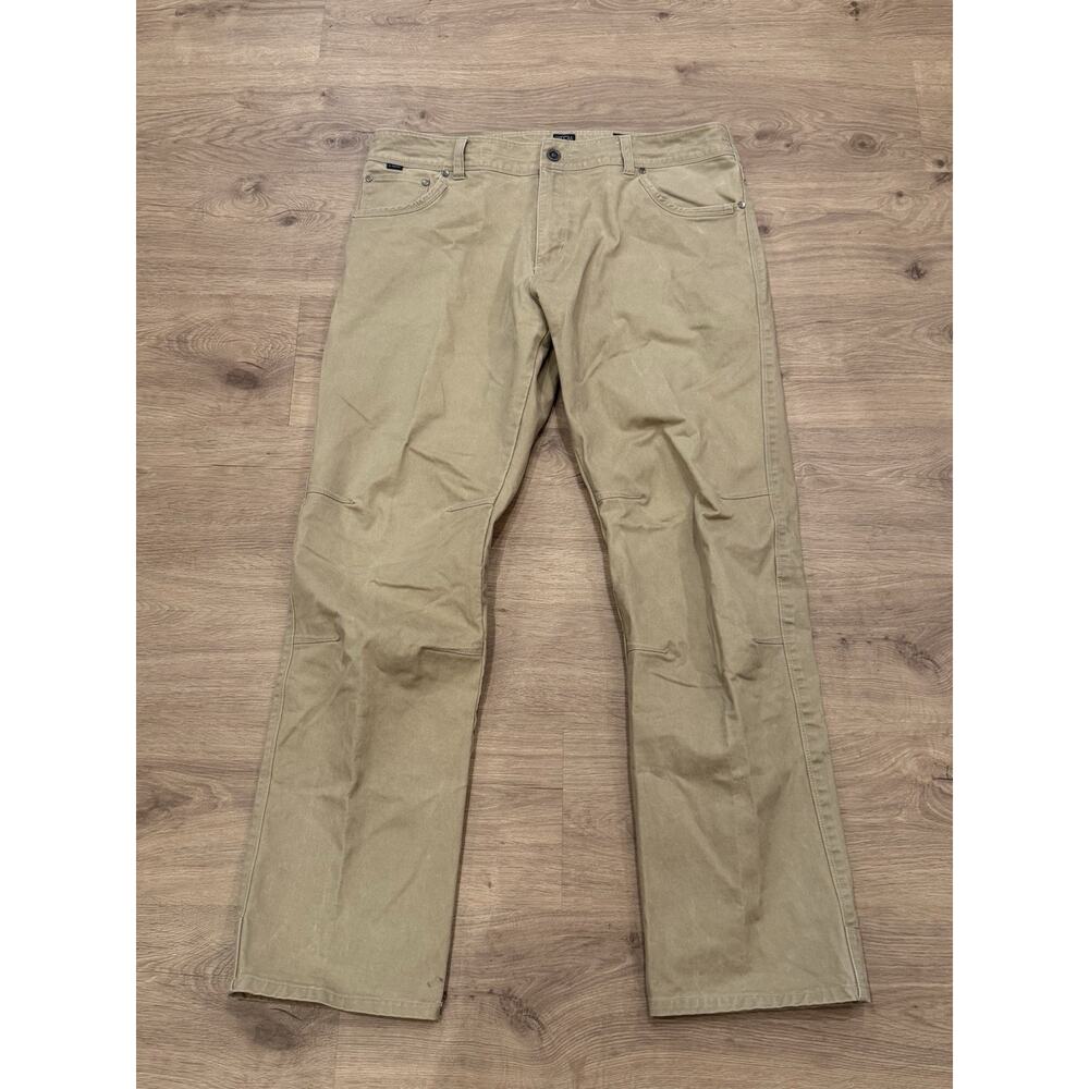 Kuhl Rydr Flat Front Work Pant Mens 38x34 Khaki Beige Vintage Patina Dye Rugged
